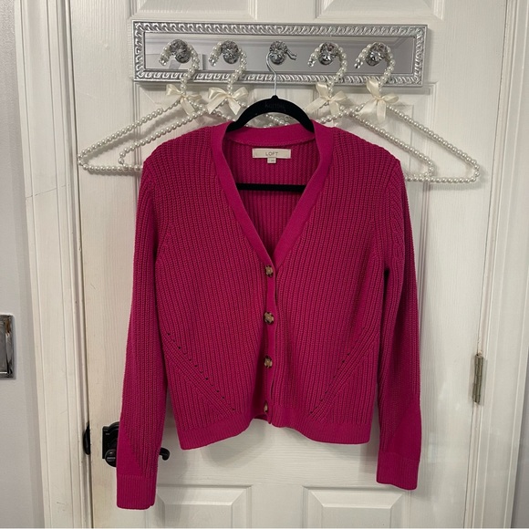 LOFT Sweaters - Pink LOFT Button Up Cardigan